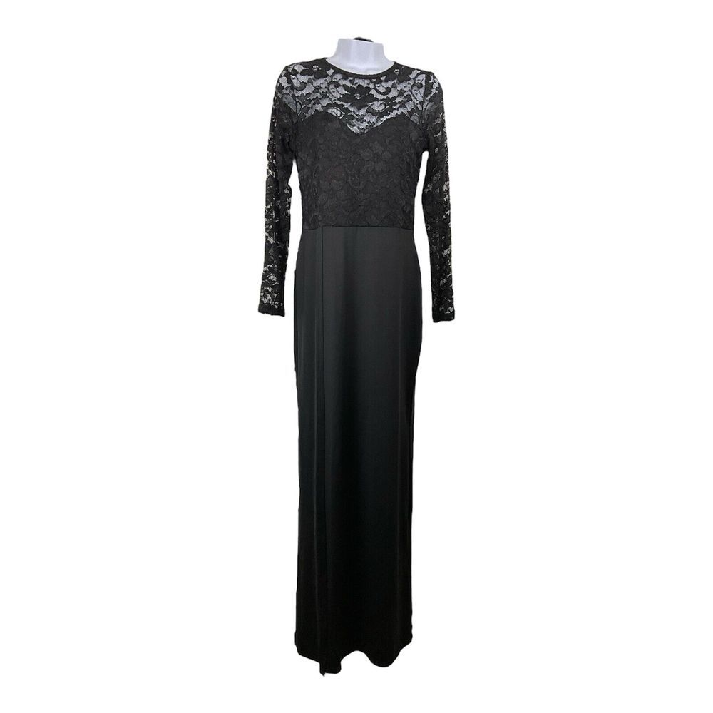 Vintage Unbranded Womens Black Lace Maxi Dress Size M Sheer Whimsigoth‎ Gown